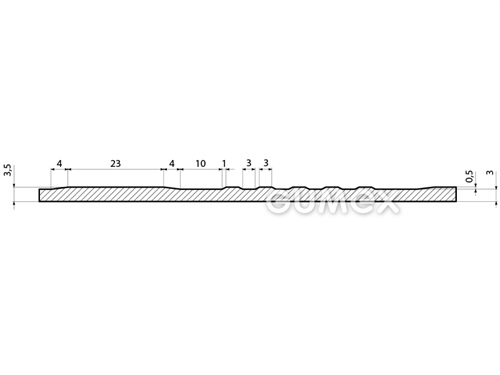 Dielektrický koberec D70 A601 G, hrúbka 3,5mm, šírka 1200mm, 70°ShA, napätie 20kV, NR-SBR, dezén kladivkový, -20°C/+70°C, šedá